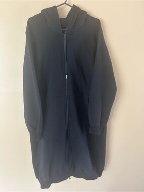 Source Unknown Black Long Zip Hoodie Coat